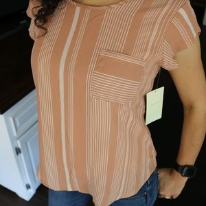 Lily White Blouse (Pink with white stripes)